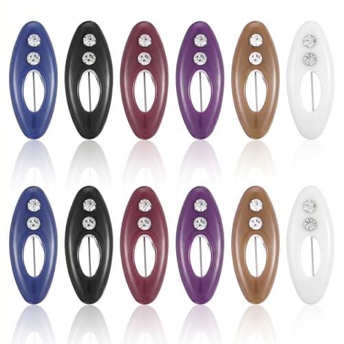 12Pcs Hijab Pins for Women Non Slip Hijab Clips Colorful Plastic Scarf Pins with Rhinestone Hollow Oval Shawl Clips for Women Muslim Scarf Accessories Fastening Scarves and Sweaters