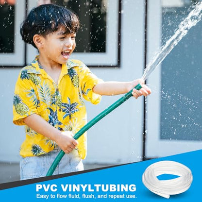 PATIKIL 1pcs Plastic Tubing, 20mm x 24mm x 5M Vinyl Tubing Clear Tube with Hose Clamps, Soft Hose Line Pipe for Multipurpose Industrial Vinyl Aquarium - size: 20mm x 24mm x 5M