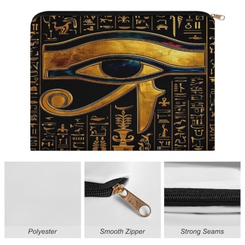 Eye of Ancient Egyptian Pharaohs Makeup Bag for Women, Cosmetic Pouch Travel Toiletry Organizer Bag 8.9"x6.5" Polyester - color: Eye of Ancient Egyptian Pharaohs