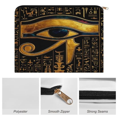 Eye of Ancient Egyptian Pharaohs Makeup Bag for Women, Cosmetic Pouch Travel Toiletry Organizer Bag 8.9"x6.5" Polyester - color: Eye of Ancient Egyptian Pharaohs