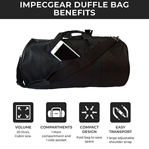 Impecgear Round Duffel Team Sports Equipment Bags, Travel Gym Fitness Bag. - color: Black