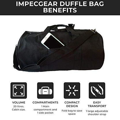 Impecgear Round Duffel Team Sports Equipment Bags, Travel Gym Fitness Bag. - color: Black