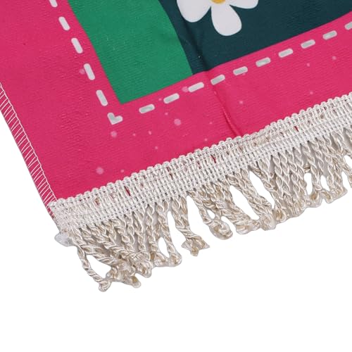 Pssopp Pray Rug for Kids, Thick and Soft Convenient to Carry Not Easy Fade Children Meditation Mat with Tassel Pray Beads Pendant Cylinder for Worship (Pink) - color: Pink