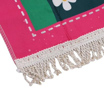 Pssopp Pray Rug for Kids, Thick and Soft Convenient to Carry Not Easy Fade Children Meditation Mat with Tassel Pray Beads Pendant Cylinder for Worship (Pink) - color: Pink