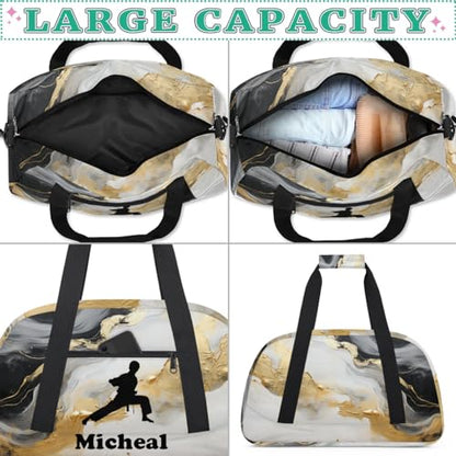 Personalized Martial Art Bag Duffel Bag for Girls, Custom Taekwondo Karate Bag Overnight Bags for Travel Weekender Practice Squat - color: Option 14