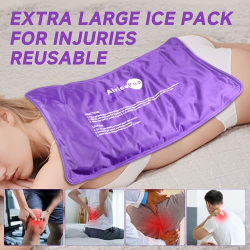 AiricePac Extra Large Gel Flexible Back Ice Packs for Injuries Reusable, 11”x 20” Cold Compress Therapy Wrap for Knee Leg Neck Shoulder Hip Back Pain Relief, Swelling, Bruises, Surgery, Purple - style: Pueple XXL 1 PACK