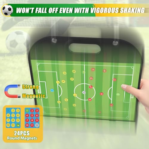 Magnetic Coaching Board – Foldable Dugout Display with Carry Handle, Leather-Covered Double-Sided Strategy & Lineup Planner for Baseball, Softball and Soccer - style: Soccer
