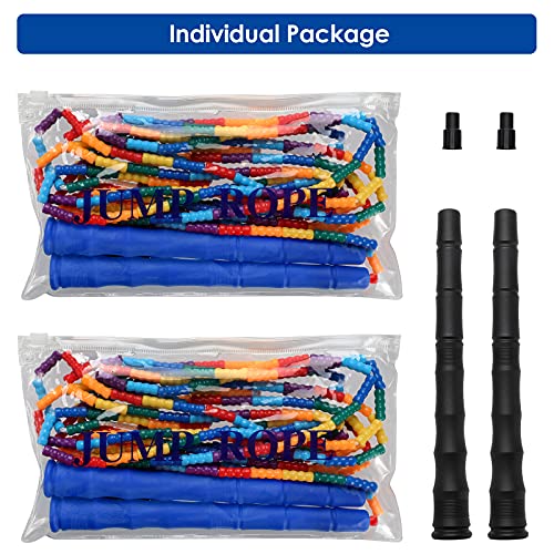 Double Dutch Jump Rope Long Jump Rope 16 FT 1 Pack/2 Pack, Adjustable Soft Beaded Diy Jump Rope for Kids Adult Long Enough for 5-6 Jumpers - color: Blue-2 Pack