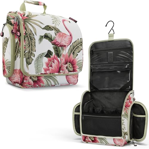 VENTURE 4TH Hanging Travel Toiletry Bag, 17 Compartments - Pink Flamingo - color: Pink Flamingo