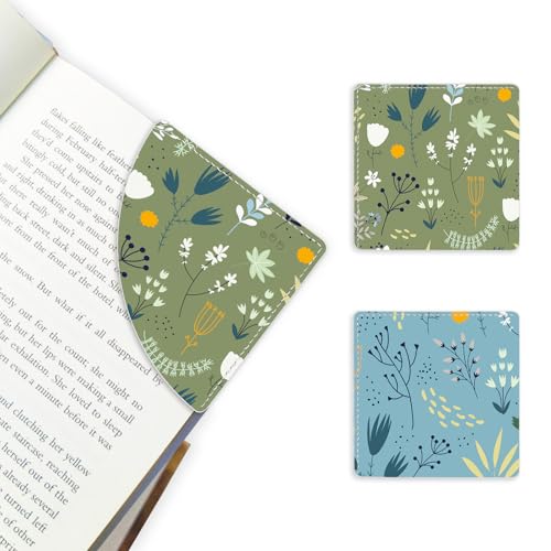 2 Pack Flower Leather Book Corner Bookmark, Durable Handmade Reading Accessories - Gifts for Readers, Women, Men, Teachers, Students 5 - color: 2pack-flower 5
