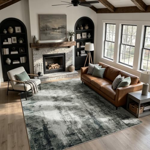 Washable Rugs 8x10 Area Rugs for Living Room,Bedroom,Dining Room,Nursery - color: Gray-black-white, size: 8' x 10' (Rectangular)