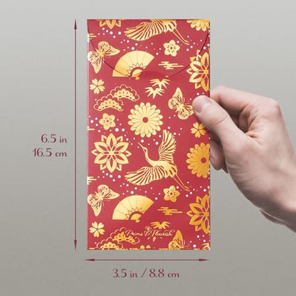 Chinese New Year Red Envelopes, 25-Count 2026 Lunar New Year Red Packets, Hong Bao with Gold Foil Design, Gift Money Envelopes, Brocade Elegance, 5 Designs - color: Brocade Elegance