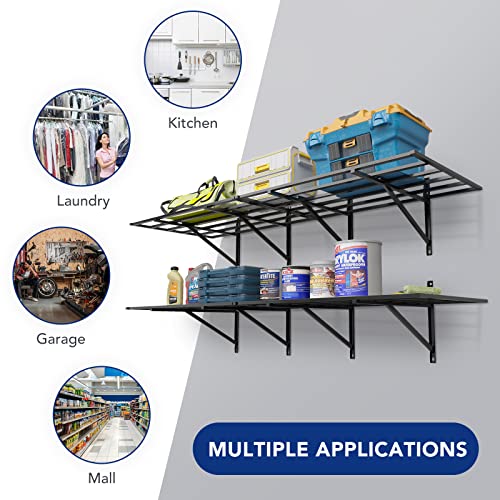 FLEXIMOUNTS 2x6ft Heavy Duty Garage Storage Shelving, 1600lbs Total Weight Capacity, 2 Pack Wall Organization System, 24 x75inch Rack Floating Shelves, Pro Series - size: 2pack 2x6ft-No Hooks-1600lbs