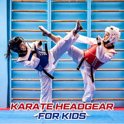JellyArch 2 Pcs Taekwondo Karate Headgear MMA Martial Arts Helmet Soft Head Guard Protection Sparring Gear Helmet Boxing for Men Women Thai Kickboxing Grappling Muay Taekwondo - color: White and Black, size: Medium