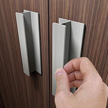 HRX Self-Adhesive Edge Fingerpull Door Handle - Easy to Install Screwless Peel and Stick on Glass, Wood, Metal, Plastic - Sliding Doors Knob for Kitchen Fronts, Drawers & Dressers Panels - 2 Pack - color: Clear Polished
