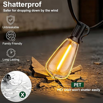 Outdoor String Lights 150FT 75+3 LED, Waterproof Dimmable Patio Lights - size: 150FT(78 Bulbs)