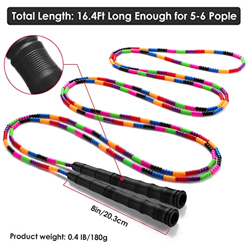 Double Dutch Jump Rope Long Jump Rope 16 FT 1 Pack/2 Pack, Adjustable Soft Beaded Diy Jump Rope for Kids Adult Long Enough for 5-6 Jumpers - color: Black-1 Pack