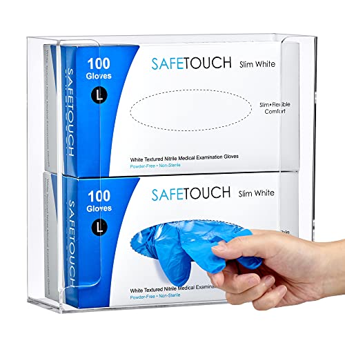 Acrylic Glove Box Holder, Wall-Mounted Glove Dispenser, Floating Glove Box Organizer, Medium Size (for 2 Boxes), 10.5" W x 10.0" H x 3.5" D (Mounting Hardware Included) - size: Medium (for 2 Boxes)