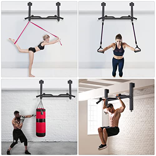 Kipika 32" Ceiling Mounted Pull Up Bar - Heavy Duty, Highly Adjustable, Multifunctional Chin Up Bar - Home Gym System with Punching Bag Hanger and Resistance Bands Training - color: Joist Pull Up Bar with Ball