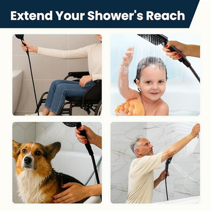 BRIGHT SHOWERS Extra Long Shower Hose 118 Inch, Stainless Steel Handheld Shower Hose with Brass Connectors, Anti-Kink, Leak-Proof, Easy to Install, Fits Most Shower Heads, Matte Black - color: Matte Black, size: 118 Inch