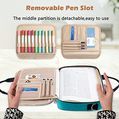 Aplufine Large Bible Case for Women-Bible Covers-Bible Carrying Case-Book Bags and Totes for Women with Detachable Shoulder Strap, Bible Gift