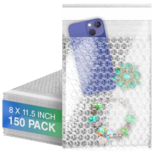 Shipping Bubble Bag, 8 x 11.5 Inches. 150 Pack Clear Bags for Packaging. Self Seal Bubble Pouches for Packing. Waterproof Polyethylene Storage Moving Bags. Packing Materials for Fragile Items - size: 8" x 11.5" / 150 Pack