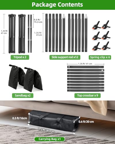 Hemmotop Photo Backdrop Stand 11x10ft, Heavy Duty Background Frame Kit - size: 11x10ft