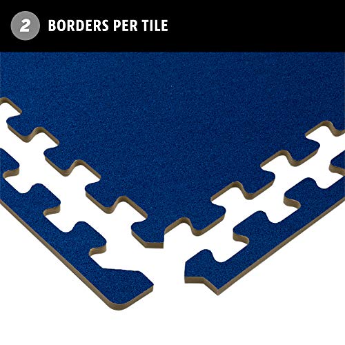 We Sell Mats 3/8 Inch Thick Interlocking Foam Carpet Tiles Durable Carpet Squares Anti Fatigue Support for Home Office or Classroom Use - color: Medium Blue, style: 24 Square Feet (6 Tiles)