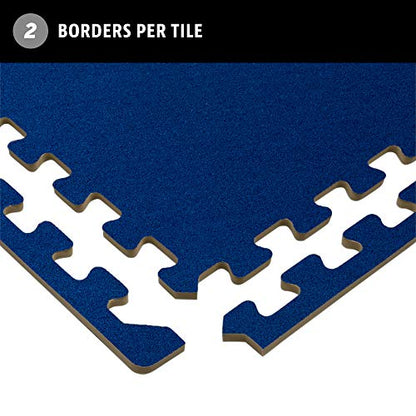 We Sell Mats 3/8 Inch Thick Interlocking Foam Carpet Tiles Durable Carpet Squares Anti Fatigue Support for Home Office or Classroom Use - color: Medium Blue, style: 24 Square Feet (6 Tiles)