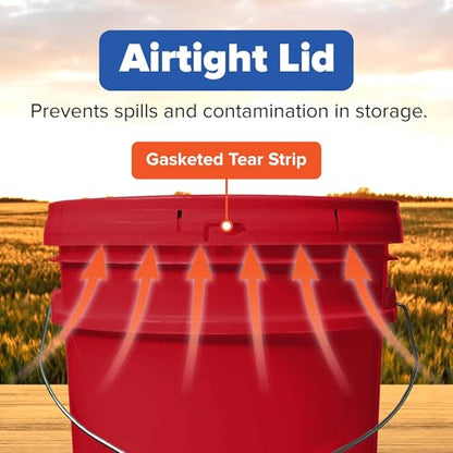5 Gallon Bucket w/Lid, Food Grade BPA-Free, 1 Pack, Red | Airtight Lid, Mallet and Lid Opener Included, Heavy-Duty 90 Mil HDPE Plastic, Food-Safe Durable Container, Made in USA - color: Red, size: 1 Pack