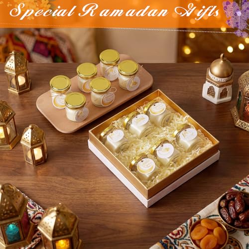 MTLEE 24 Pcs Eid Mubarak Scented Soy Candles 1.8 oz Glass Ramadan Scented Candle Gifts for Women Muslim Islamic Gifts for Family Eid Party Favors Table Decorations