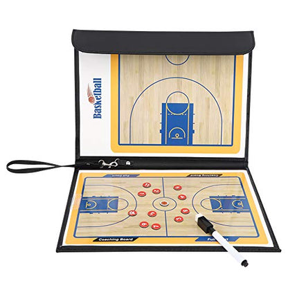 Magnetic Coaching Basketball Board, Colorful Folding Tactics Teaching Display Plate PU Leather Water Proof Training Clipboard for Teaching Instruction