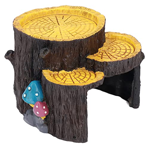 1 Piece Artificial Aquarium Stump, Resin, Food Platform, Stable, Realistic Design, Terrarium Cave Ornament for Shelter
