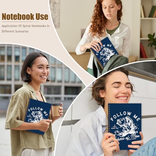 WUCHJ Dark Blue Retro Fish Christian Notebook, Matthew 4:19 Bible Verse Journal, Religious Scripture Spiral Notebook Journal for Note Taking, Christian Faith Based Gifts for Women Men, 5.5x8.3 Inch - color: dark blue fish follow me