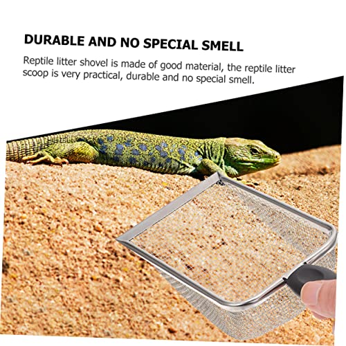 WOONEKY 2pcs Reusable Stainless Steel Reptile Litter Shovels with Fine Mesh Design for Cleaning of Terrarium Substrate for Turtles Lizards and Snakes