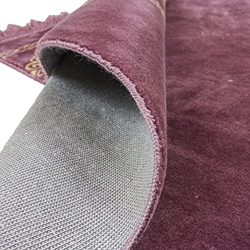 Modefa Turkish Islamic Prayer Rug - Large & Wide Soft Velvet Janamaz - Comfortable Muslim Praying Mat for Men & Women - Ramadan or Eid Gift - with Prayer Beads Tesbih - Grand Plush (Lilac) - color: Lilac