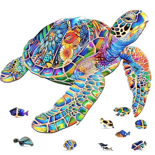Wooden Jigsaw Puzzles, 300 Piece Sea Turtle Wood Puzzles, Wooden Puzzles for Adults and Teenagers, Uniquely Shaped Pieces, Challenging Puzzles for Puzzle Lover, Premium 5mm Wood - color: Sea Turtle, size: 300 Pieces
