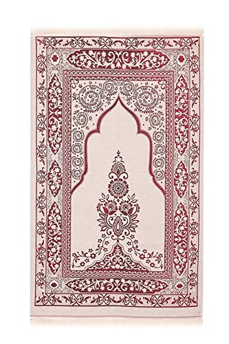 Muslim Prayer Rug, Yaseen Surah Pocket-Size Book & Prayer Beads Set, Perfect Islamic Gift I Mawlid Gift I Suitable for Men, Women I Soft Prayer Rug | Islamic Ramadan Eid Gifts, (Burgundy, 1 Sets) - color: Burgundy, size: 1 Sets