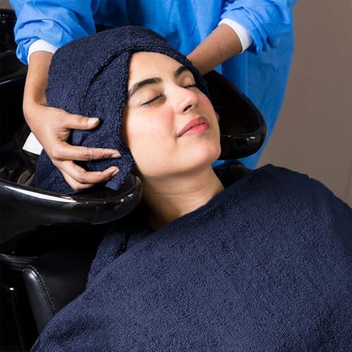 Avalon Towels Salon Towel - Navy Blue Hand Towels Bulk Pack of 24 - 100% Cotton Absorbent Spa, Facial & Gym Towel for Working Out - 16x27 Inches (Not Bleach Proof) - color: Navy