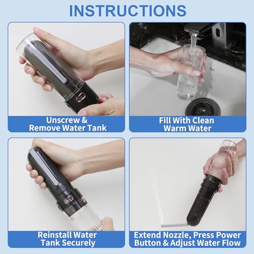 SOFAR Portable Travel Bidet, for Postpartum Men Women Camping Hiking Black | Travel Must-Have, USB-C Charging 3 Pressure Modes, 260 Uses/Charge, IPX7 Waterproof, Foldable & Compact, Standard Bottle Fit - color: Black