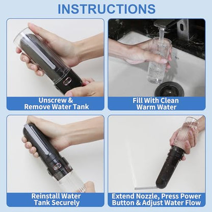 SOFAR Portable Travel Bidet, for Postpartum Men Women Camping Hiking Black | Travel Must-Have, USB-C Charging 3 Pressure Modes, 260 Uses/Charge, IPX7 Waterproof, Foldable & Compact, Standard Bottle Fit - color: Black