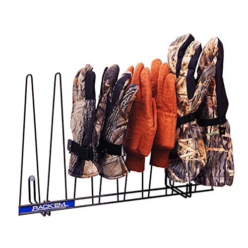 Rack'Em Glove Drying Rack - Wall Mount Dryer Racks for Hats, Gloves, Socks - Mitten Tree - Small or Large Mounted Clothing Organizers - color: 4 Pair Glove Drying Rack