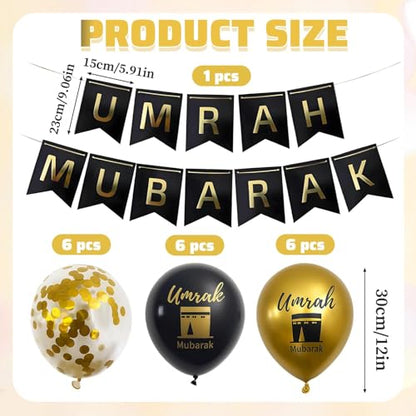 19 Pcs Umrah Mubarak Decorations, Ramadan Decorations for Home, Ramadan Mubarak Banner Suitable for Home and Party Decoration