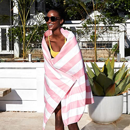 Dock & Bay Beach Towel - Quick Dry, Sand Free - Compact, Lightweight - 100% Recycled - Includes Bag - Cabana Light - Malibu Pink - Extra Large (200x90cm, 78x35) - color: Cabana Light - Malibu Pink, size: Extra Large (200x90cm, 78x35")