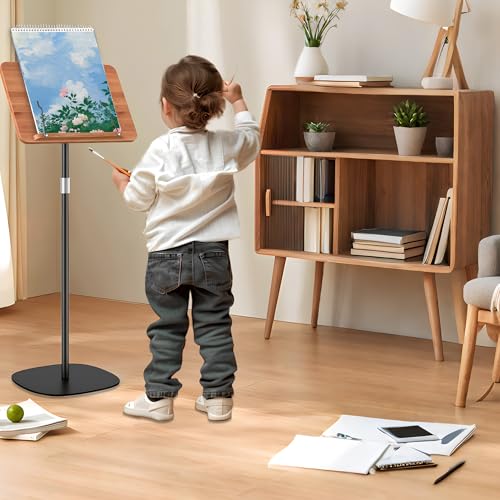 Adjustable Standing Book Stand,Book Reading Stands,Wood Music Sheet，Podium& Bible& Cookbooks Display Stands.Goodbye to Head Down Fatigue Adjustable Viewing Angle (Black, 51in) - color: Black, size: 51in
