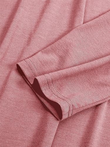 WSPLYSPJY High Neck Kids Girls Abaya Dress Solid Color Muslim Robe Prayer Clothes with Pockets - color: 핑크, size: 11-12세
