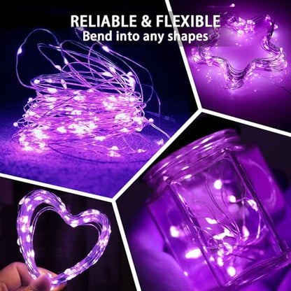 8 Pack Purple Fairy Lights 7Ft 20 LED Twinkle String Lights 3 Modes Battery Operated Waterproof Firefly Starry for Mason Jar Wedding Halloween Christmas Valentines Day Party Table Centerpieces - color: Purple, size: 8