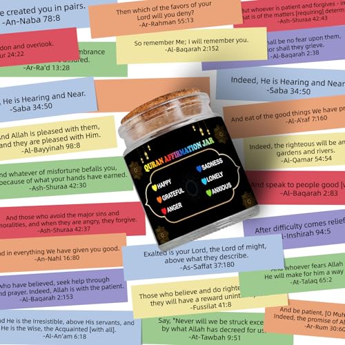 Quran Verses Jar,Islamic Gifts for Women Men Quran In English Translation,Islamic Decor,Muslim Gift,Ramadan Decorations for Home,Eid Gift,Quran Affirmation verses,Hope & Prayer Jar