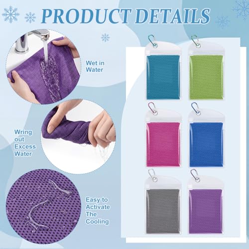 Honoson 30 Pack Cooling Towels Bulk 27"x16" Ice Cold Neck Towels Bulk, Cooling Rags Sports Towel for Hot Weather, Yoga, Golf(Purple, Rose Red, Green, Royal Blue, Light Gray, Blue) - color: Bright Color