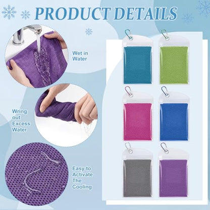 Honoson 30 Pack Cooling Towels Bulk 27"x16" Ice Cold Neck Towels Bulk, Cooling Rags Sports Towel for Hot Weather, Yoga, Golf(Purple, Rose Red, Green, Royal Blue, Light Gray, Blue) - color: Bright Color